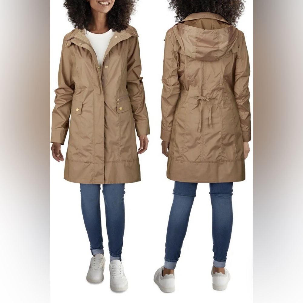 Cole Haan Women’s Tan Detachable Hood Trench Coat